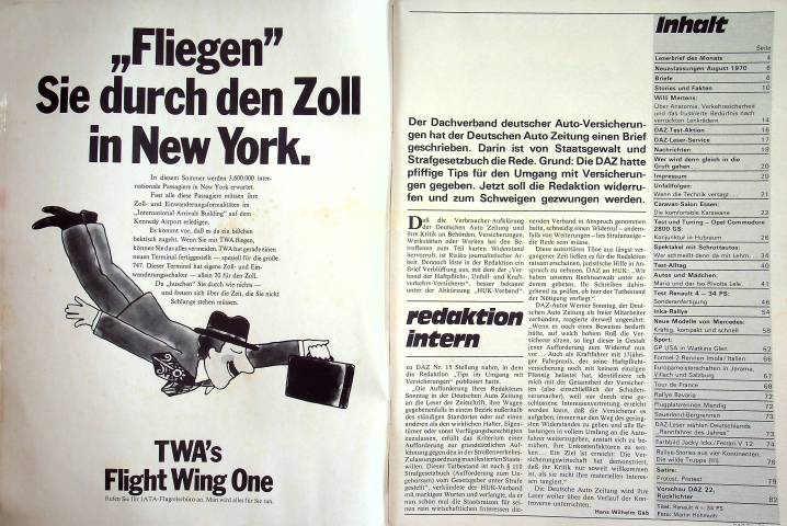 Inhaltsverzeichnis Autozeitung 21/1970