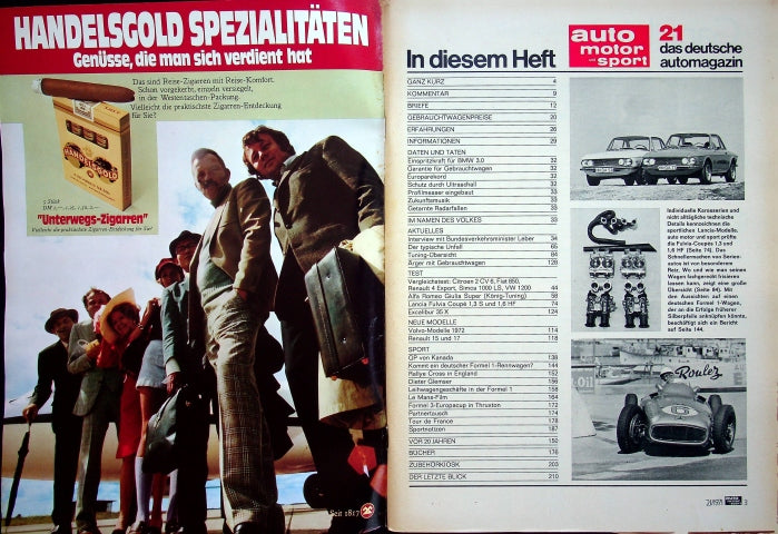 Inhaltsverzeichnis Auto Motor und Sport 21/1971