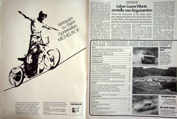 Inhaltsverzeichnis Autozeitung 21/1971