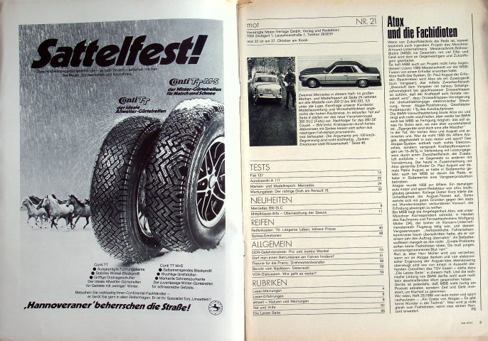 Inhaltsverzeichnis MOT 21/1971