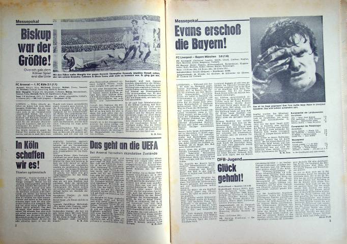 Inhaltsverzeichnis Kicker 21/1971