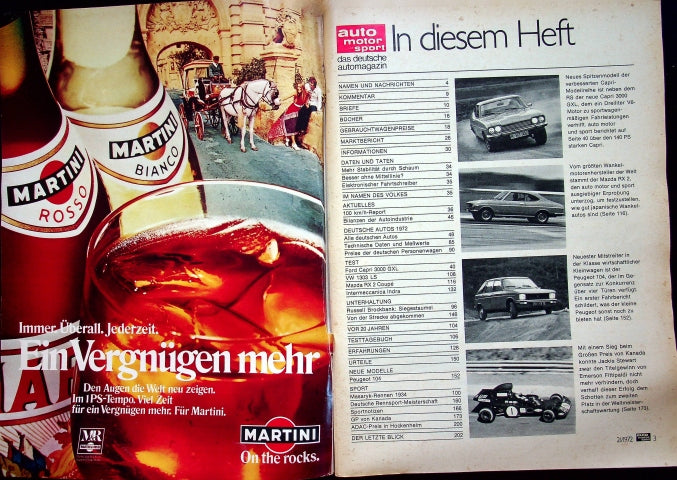 Inhaltsverzeichnis Auto Motor und Sport 21/1972