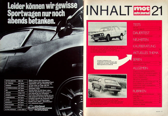 Inhaltsverzeichnis MOT 21/1972