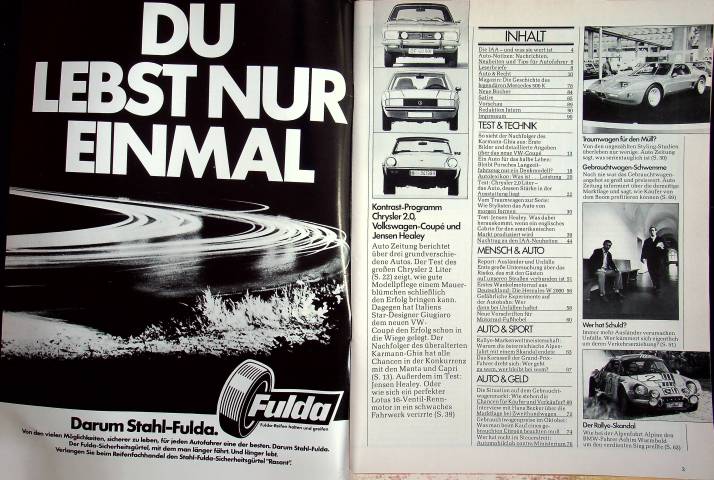 Inhaltsverzeichnis Autozeitung 21/1973