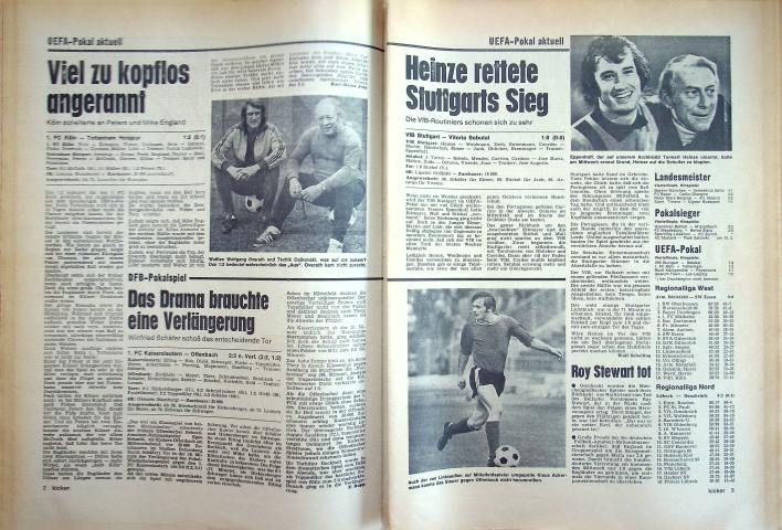 Inhaltsverzeichnis Kicker 21/1974