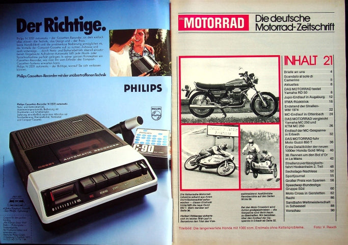 Inhaltsverzeichnis Motorrad 21/1974
