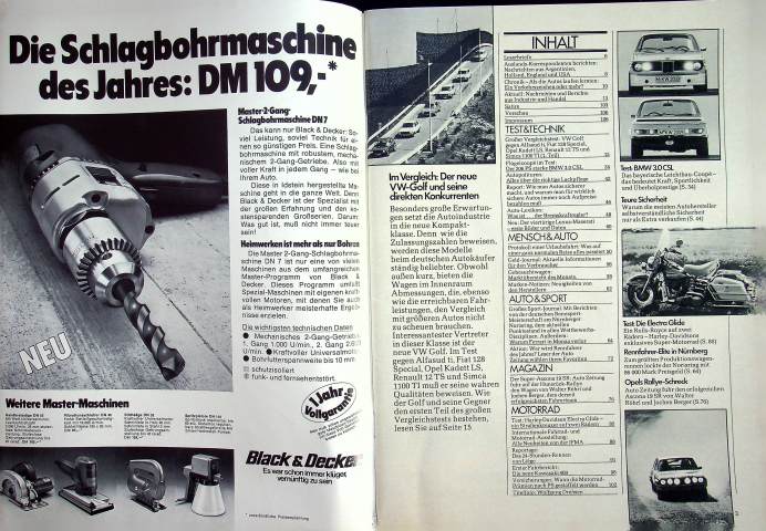 Inhaltsverzeichnis Autozeitung 21/1974
