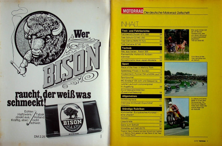 Inhaltsverzeichnis Motorrad 21/1975