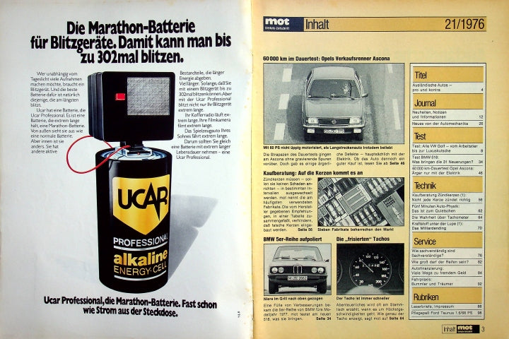 Inhaltsverzeichnis MOT 21/1976