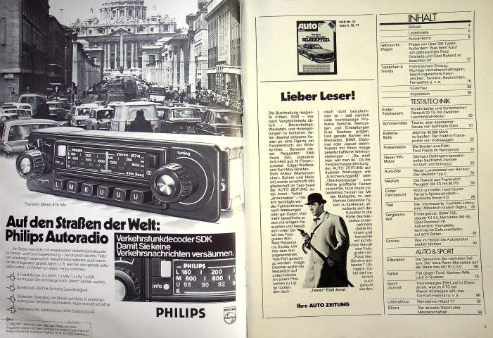 Inhaltsverzeichnis Autozeitung 21/1977