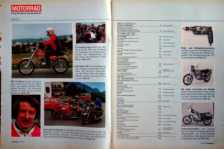 Inhaltsverzeichnis Motorrad 21/1977