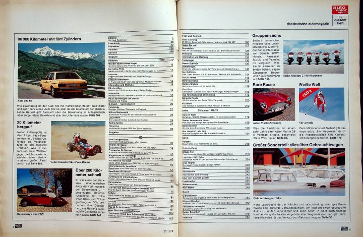 Inhaltsverzeichnis Auto Motor und Sport 21/1978