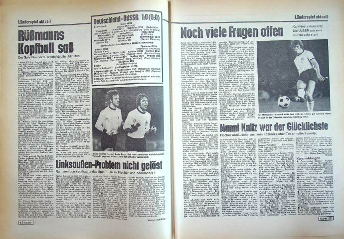 Inhaltsverzeichnis Kicker 21/1978