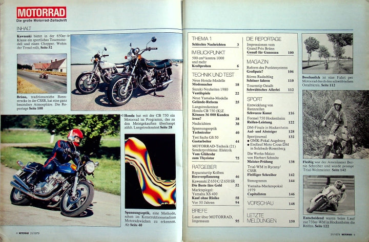 Inhaltsverzeichnis Motorrad 21/1979
