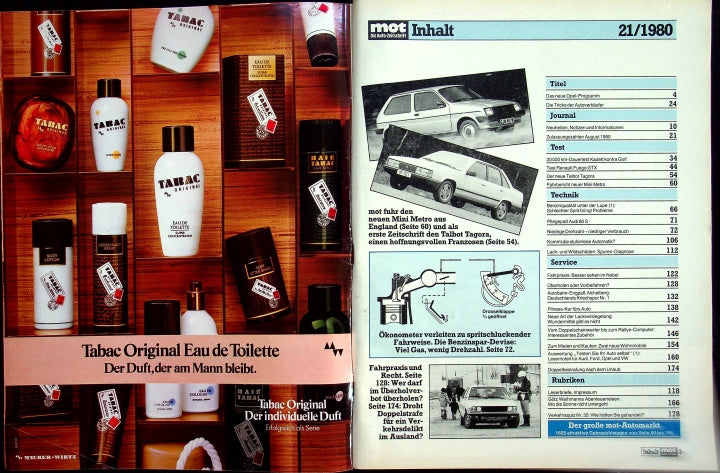 Inhaltsverzeichnis MOT 21/1980