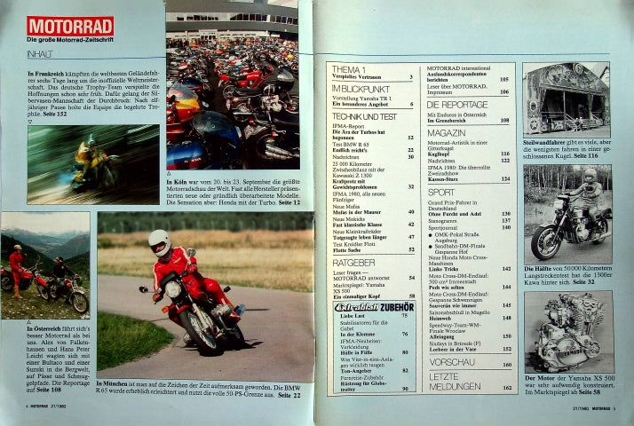 Inhaltsverzeichnis Motorrad 21/1980
