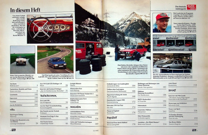 Inhaltsverzeichnis Auto Motor und Sport 21/1982