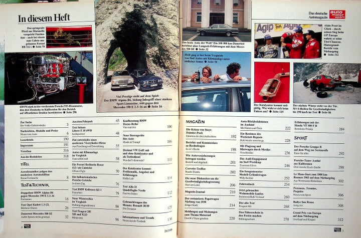 Inhaltsverzeichnis Auto Motor und Sport 21/1984