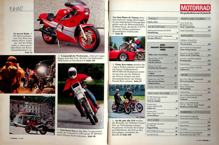 Inhaltsverzeichnis Motorrad 21/1984