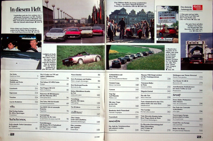 Inhaltsverzeichnis Auto Motor und Sport 21/1985
