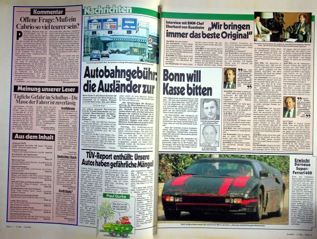 Inhaltsverzeichnis Auto Bild 21/1986