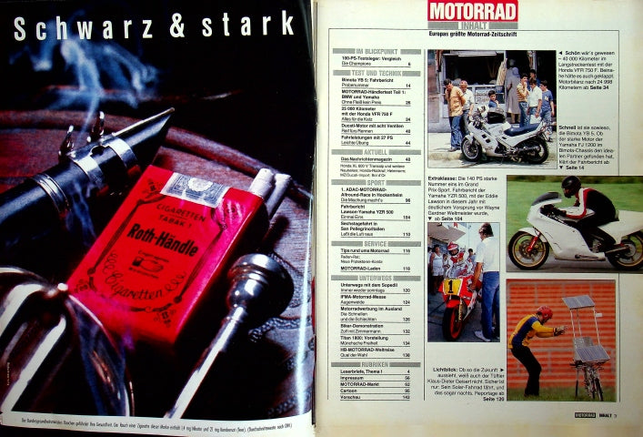 Inhaltsverzeichnis Motorrad 21/1986