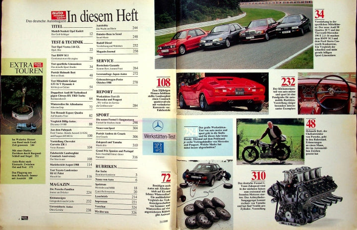 Inhaltsverzeichnis Auto Motor und Sport 21/1988