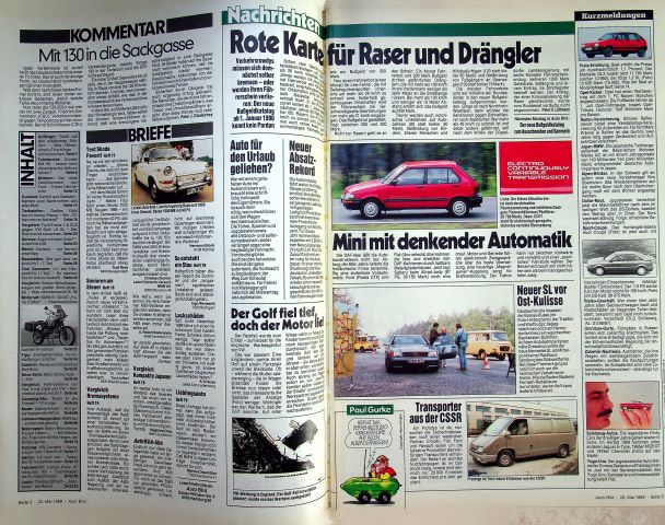 Inhaltsverzeichnis Auto Bild 21/1989