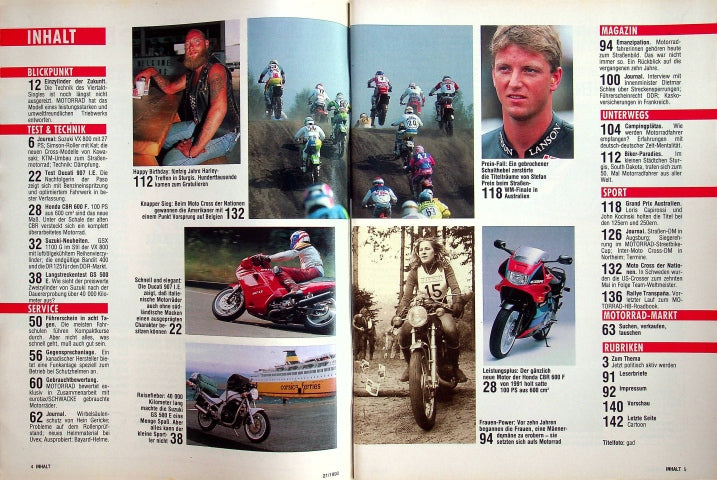 Inhaltsverzeichnis Motorrad 21/1990