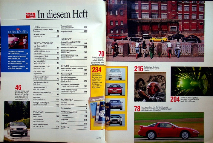 Inhaltsverzeichnis Auto Motor und Sport 21/1992