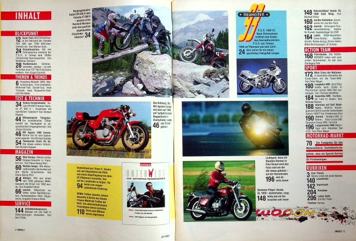 Inhaltsverzeichnis Motorrad 21/1992