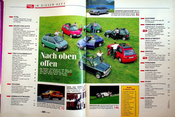 Inhaltsverzeichnis Auto Motor und Sport 21/1994