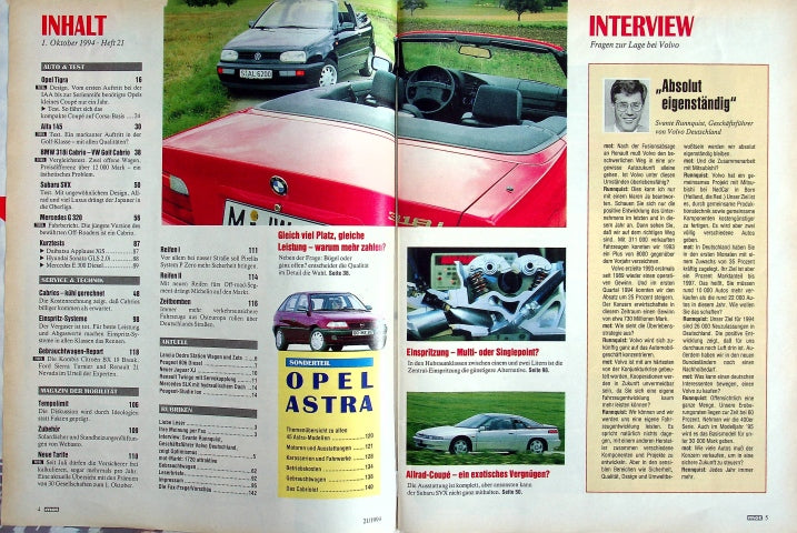 Inhaltsverzeichnis MOT 21/1994
