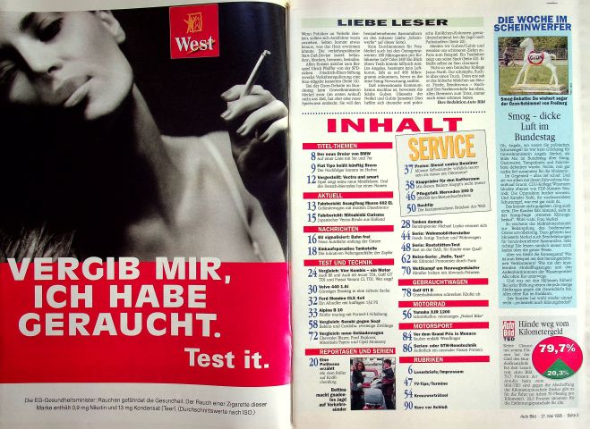 Inhaltsverzeichnis Auto Bild 21/1995