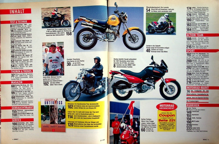 Inhaltsverzeichnis Motorrad 21/1996