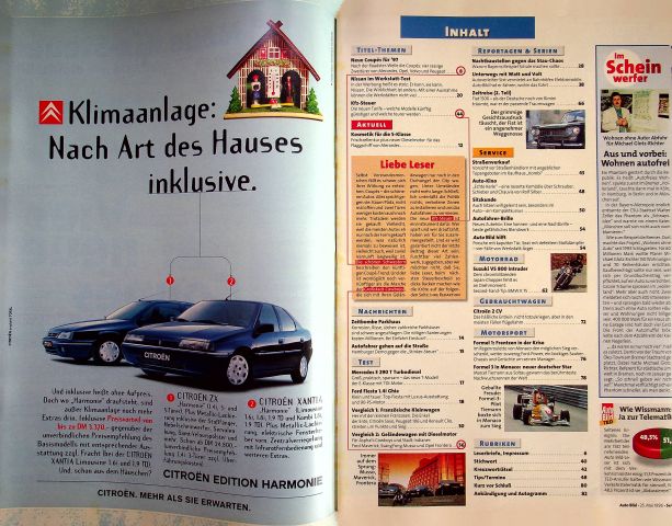 Inhaltsverzeichnis Auto Bild 21/1996