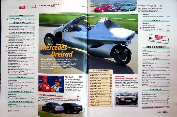 Inhaltsverzeichnis Auto Motor und Sport 21/1997