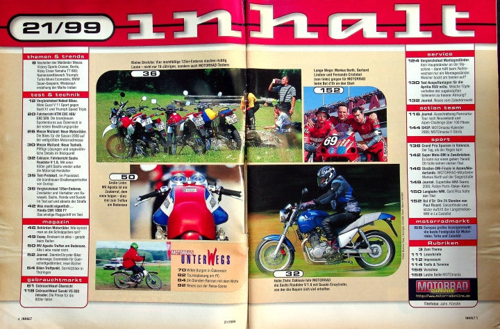 Inhaltsverzeichnis Motorrad 21/1999