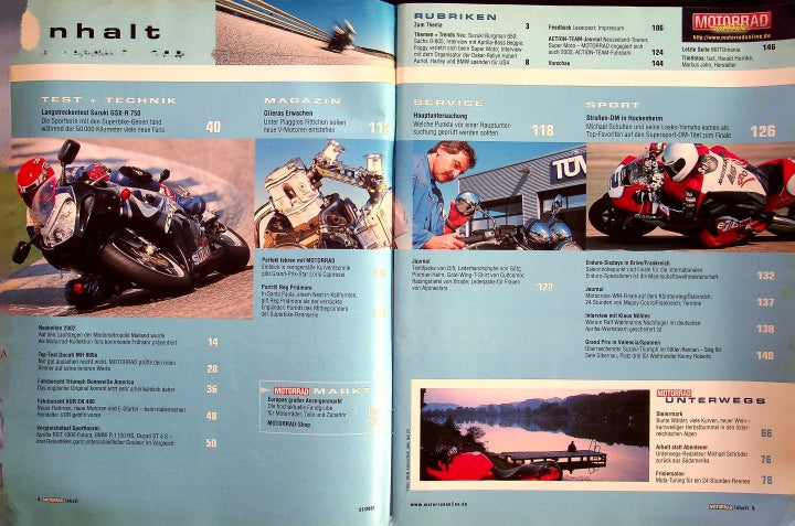 Inhaltsverzeichnis Motorrad 21/2001