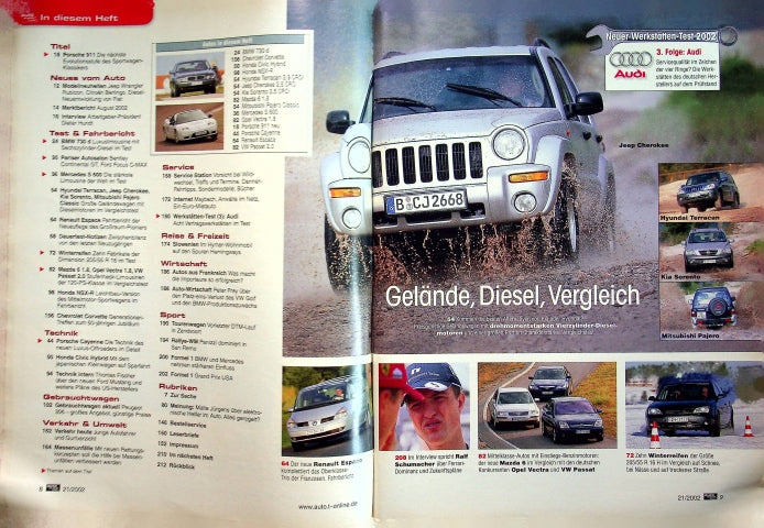 Inhaltsverzeichnis Auto Motor und Sport 21/2002