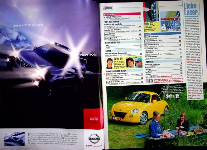 Inhaltsverzeichnis Auto Bild 21/2003