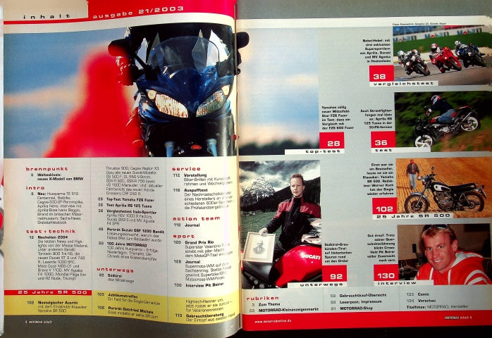 Inhaltsverzeichnis Motorrad 21/2003