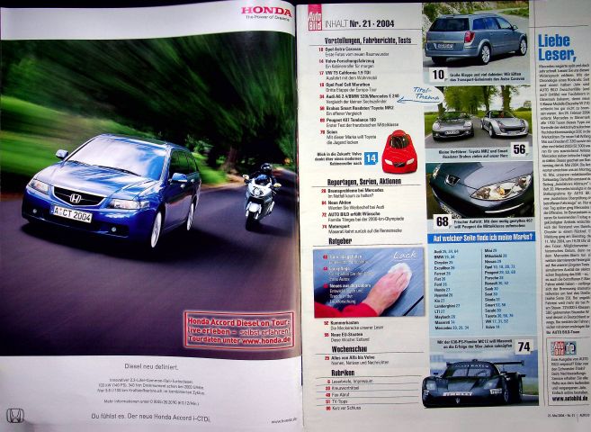 Inhaltsverzeichnis Auto Bild 21/2004
