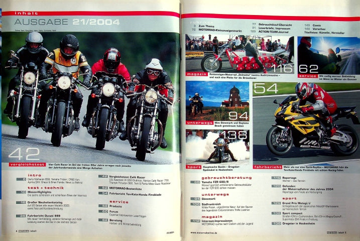 Inhaltsverzeichnis Motorrad 21/2004