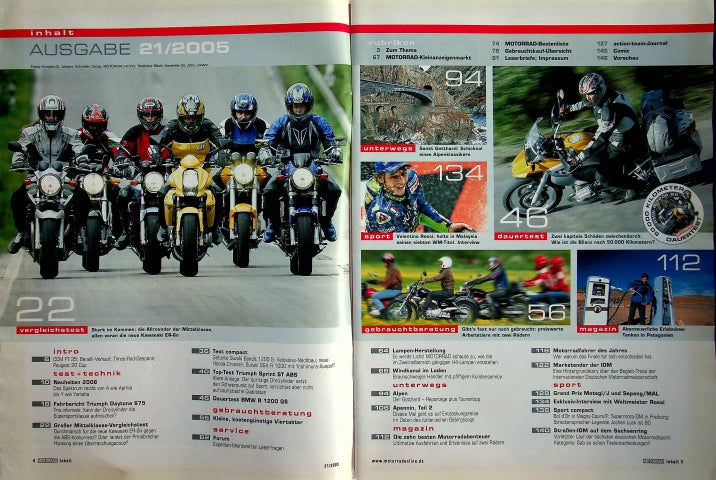 Inhaltsverzeichnis Motorrad 21/2005