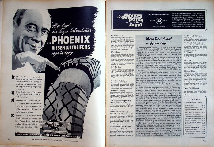 Inhaltsverzeichnis Auto Motor und Sport 22/1951