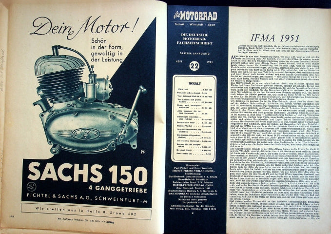 Inhaltsverzeichnis Motorrad 22/1951
