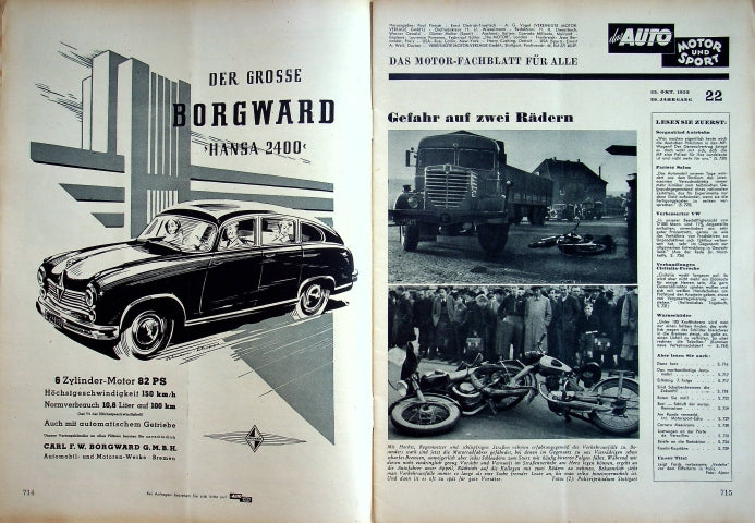 Inhaltsverzeichnis Auto Motor und Sport 22/1952