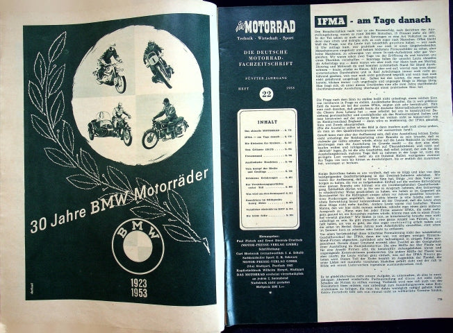 Inhaltsverzeichnis Motorrad 22/1953