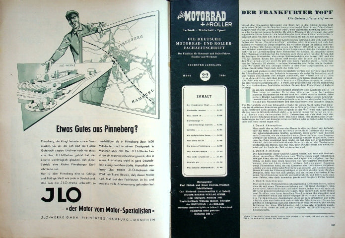 Inhaltsverzeichnis Motorrad 22/1954